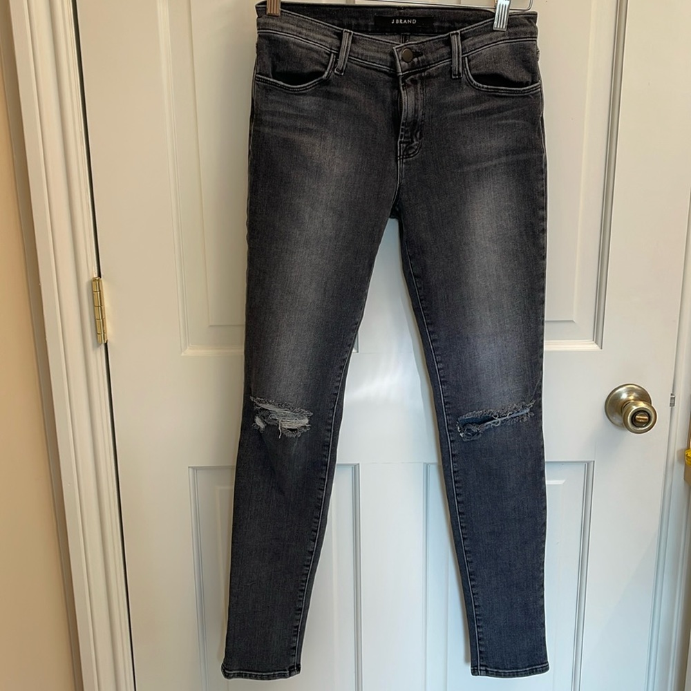 J Brand black distressed skinny jeans 27